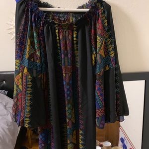 Off the shoulder tribal pattern dress